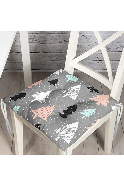 Realhomes Gray Floored Tree Themed Digital Printed Decorative Pouf Chair Cushion