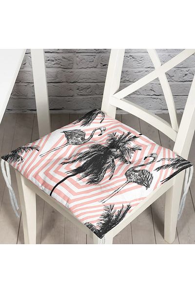 Realhomes Flamingo Patterned Digital Printed Fluffy Chair Cushion