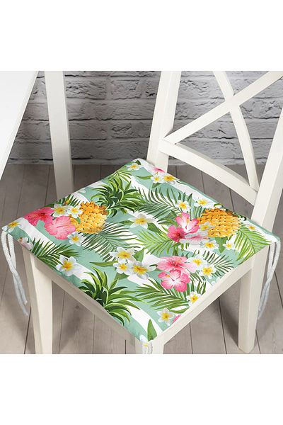 Realhomes Tropical Plant Patterned Digital Printed Fluffy Chair Cushion