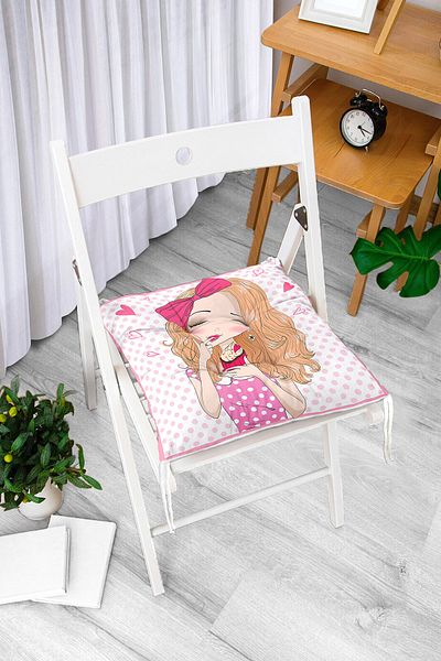 Realhomes Fashion Girl Digital Printed Modern Fluffy Chair Cushion