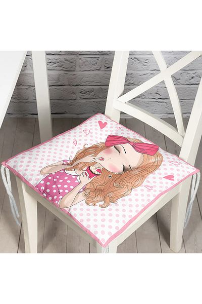 Realhomes Fashion Girl Digital Printed Modern Fluffy Chair Cushion