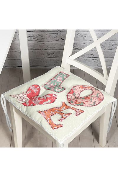 Realhomes Love Themed Digital Printed Fluffy Square Chair Cushion