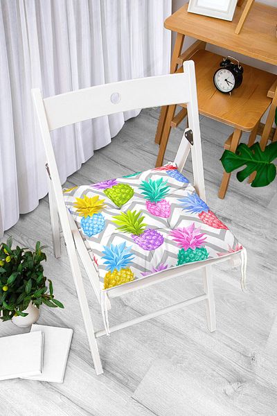 Realhomes Gray Zigzag Patterned Pineapples Modern Fluffy Chair Cushion