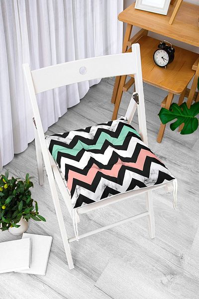 Realhomes Pink Blue Geometric Marble Floor Digital Printed Pouf Chair Cushion