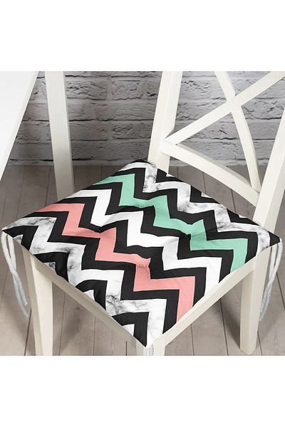Realhomes Pink Blue Geometric Marble Floor Digital Printed Pouf Chair Cushion
