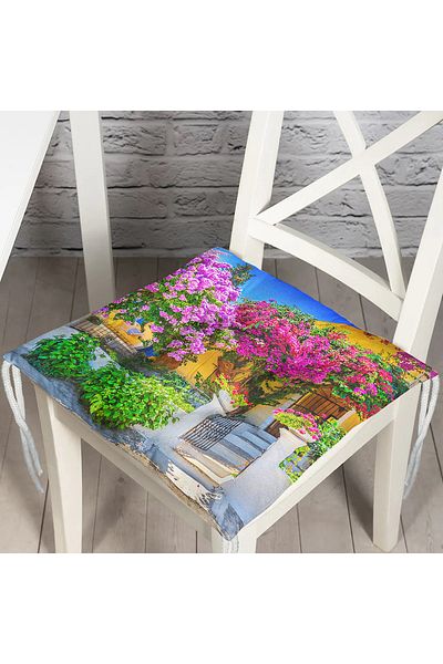 Realhomes Pernă pentru scaun pătrată pufoasă, imprimată digital cu tematică florală