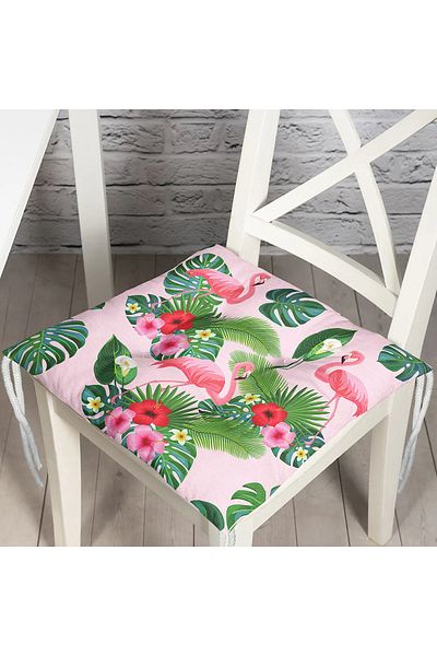 Realhomes Flamingo Pattern Digital Printed Modern Fluffy Chair Cushion