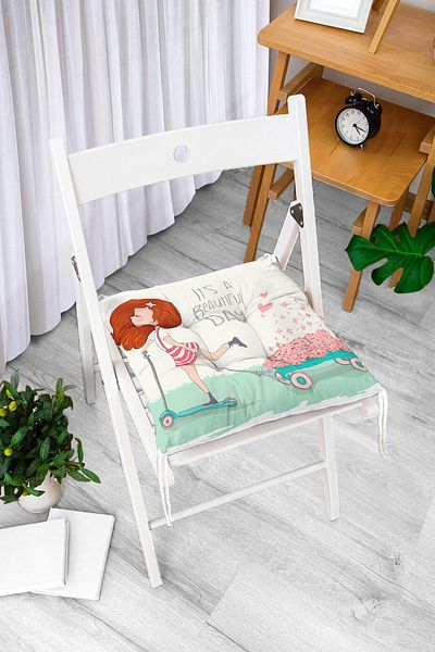 Realhomes Fashion Girl Digital Printed Μοντέρνο Αφράτο Μαξιλάρι Καρέκλας