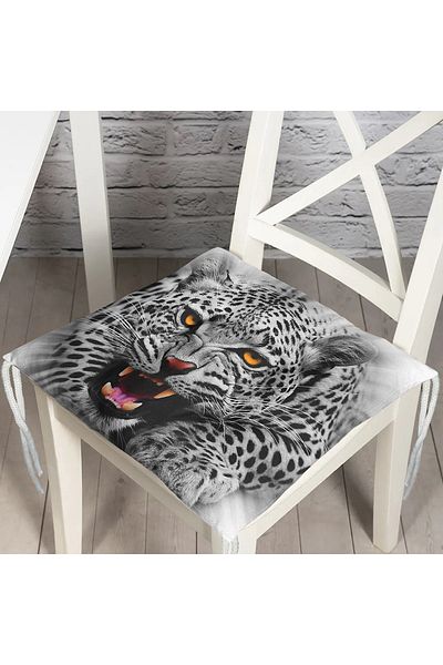 Realhomes Leopard Patterned Digital Printed Fluffy Square Chair Cushion