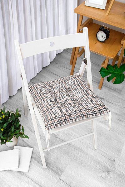Realhomes Plaid Special Design Digital Printed Modern Fluffy Chair Cushion