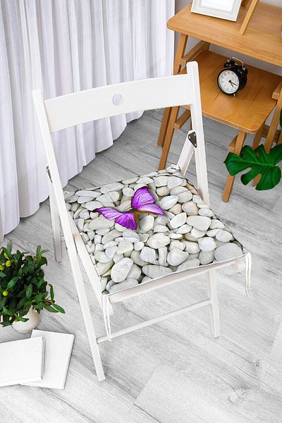 Realhomes Modern Butterfly Digital Printed Fluffy Square Chair Cushion