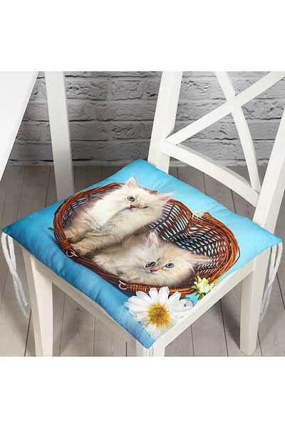 Realhomes Digital Printed Fluffy Square Chair Cushion with Cat