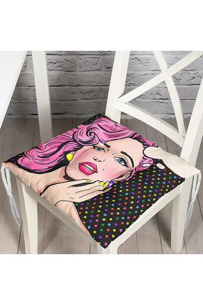 Realhomes Pop Art Retro Digital Printed Fluffy Square Chair Cushion