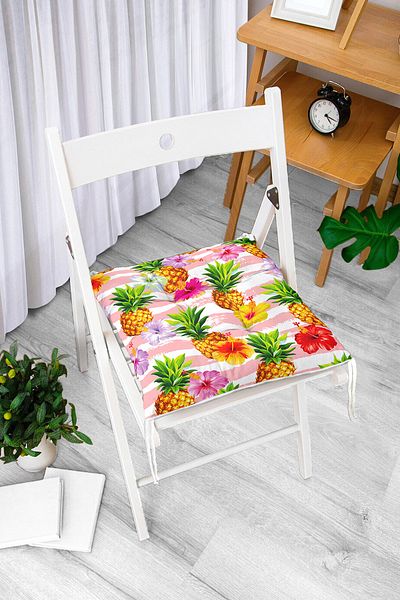Realhomes Poppy Chair Cushion with Pink Floor Pineapples Special Design