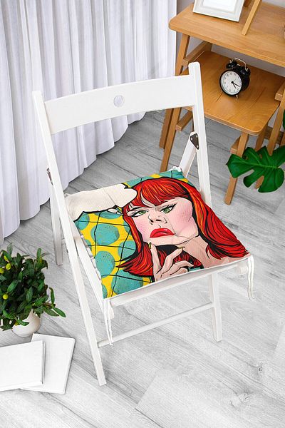 Realhomes Digital Printed Fluffy Square Chair Cushion with Pop Art Picture