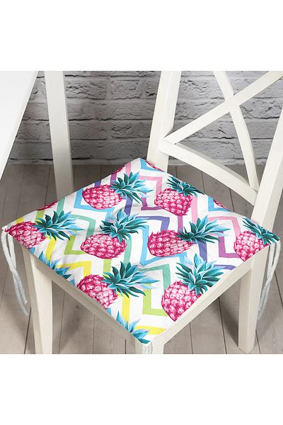 Realhomes Colorful Zigzag Patterned Pineapples Modern Designed Fluffy Chair Cushion