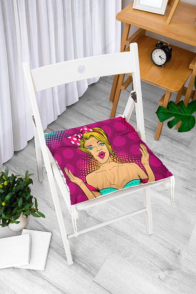 Realhomes Fuchsia Polka Dot Popart Patterned Fluffy Square Chair Cushion