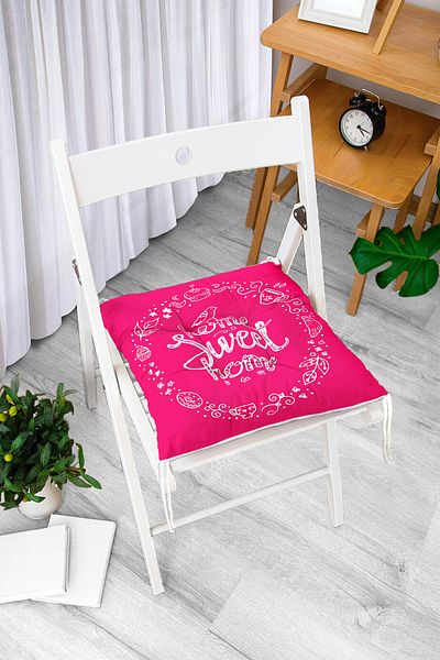 Realhomes Home Sweet Home Digital Printed Fluffy Square Chair Cushion