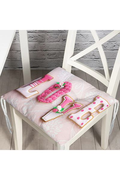 Realhomes Love Themed Digital Printed Fluffy Square Chair Cushion