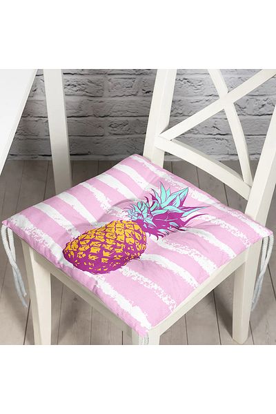 Realhomes Vibrant Colored Pineapple Motif Digital Printed Pouf Chair Cushion
