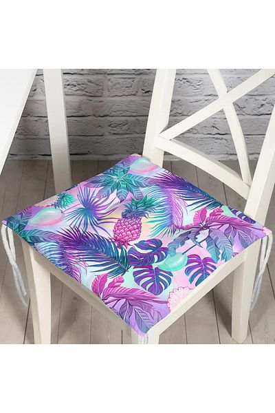 Realhomes Tropical Objects on Blue Background Modern Pouf Chair Cushion