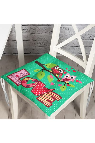 Realhomes Owl Patterned Digital Printed Fluffy Square Chair Cushion