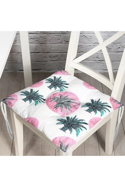 Realhomes Polka Dot Palm Patterned Fluffy Square Chair Cushion