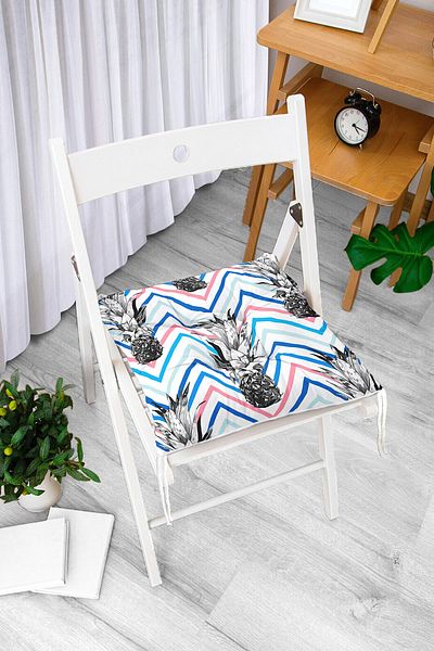 Realhomes Pineapples on Zigzag Floor Puffy Square Chair Cushion
