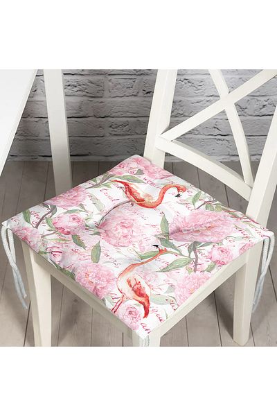Realhomes Flamingo Patterned Digital Printed Fluffy Chair Cushion