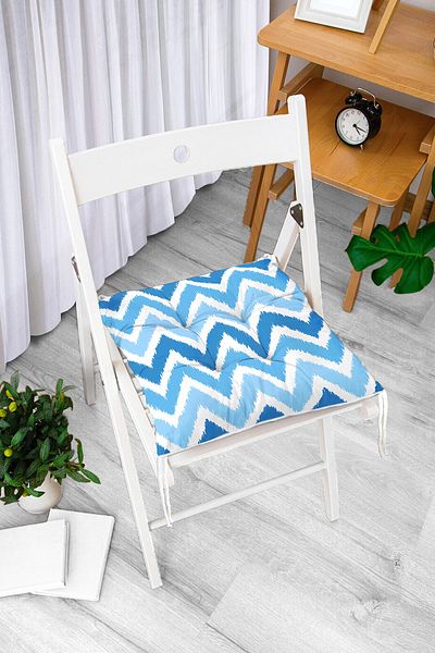 Realhomes Zigzag Pattern Digital Printed Fluffy Square Chair Cushion