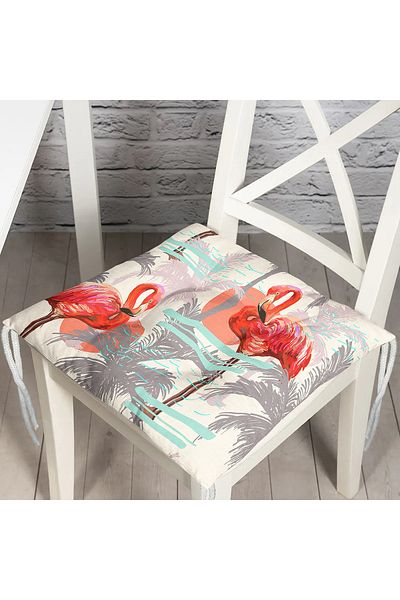 Realhomes Flamingo Patterned Digital Printed Fluffy Chair Cushion