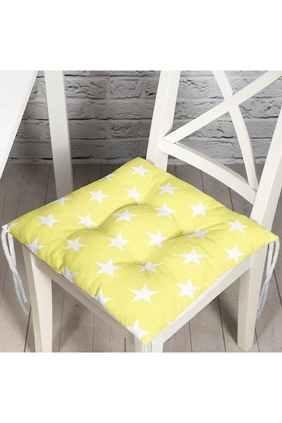 Realhomes Modern Star Patterned Digital Printed Fluffy Chair Cushion