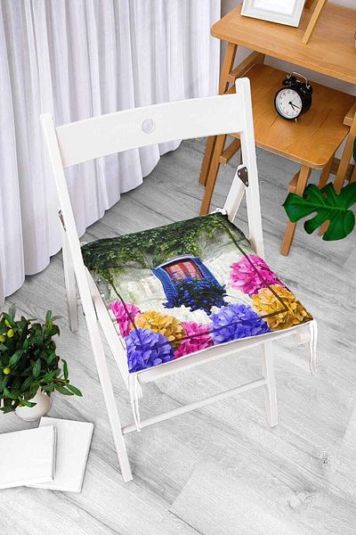 Realhomes Flower Window Digital Printed Modern Fluffy Chair Cushion