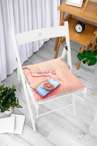 Realhomes 3D Instagram Camera Patterned Digital Printed Pouf Chair Cushion