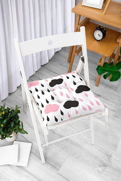 Realhomes Colorful Cloud Patterned Digital Printed Fluffy Square Chair Cushion 40x40 cm