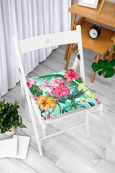 Realhomes Digital Printed Fluffy Chair Cushion with Lone Flamingo Motif