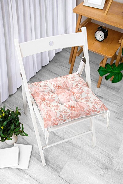 Realhomes Toz Pembe Çiçek Ve Yaprak Tasarım Dijital Baskılı Pofidik Sandalye ...