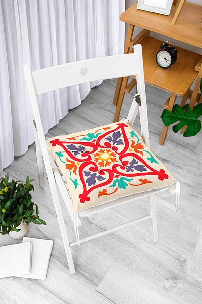 Realhomes Modern Geometric Patterned Digital Printed Fluffy Square Chair Cushion