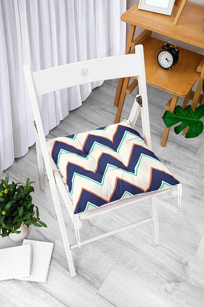 Realhomes Colorful Zigzag Patterned Digital Printed Fluffy Square Chair Cushion
