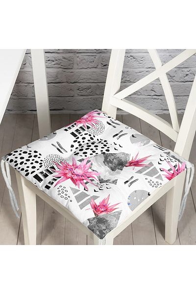 Realhomes Honeycomb Themed Water Lily Flower Motif Fluffy Square Chair Cushion