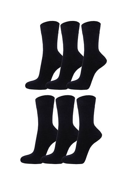Meguca Socks Унисекс класически памучни чорапи 6 пакета черни