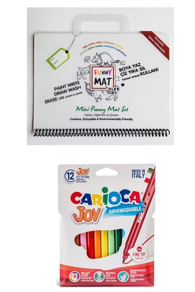 Altın Kitaplar Funny Mat Mini Set + carioca Joy Washable Felt Tip Crayons 24 Pcs