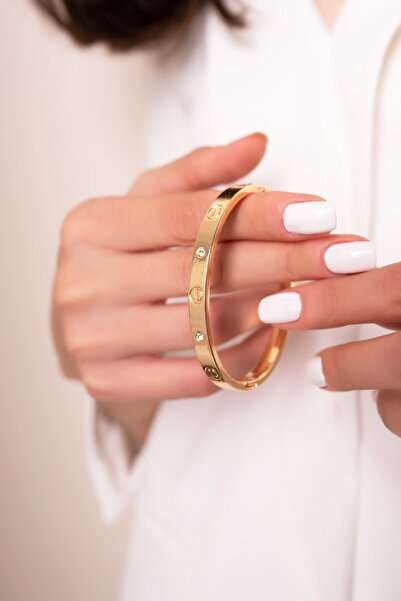 Genel Markalar Paslanmaz Çelik Bileklik Bilezik 18 Cm Taşlı