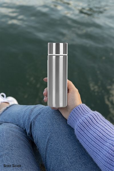 SEDEF SİLVER 304 Stainless Steel Double Layer 150 Ml Pocket Type Mini Small Thermos 523
