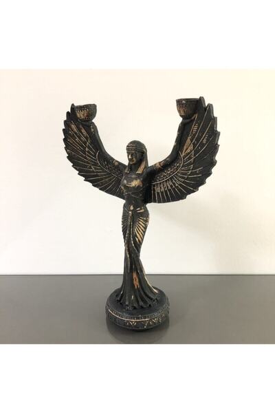 Kare Art Isis Şamdan. Hediyelik Dekoratif Polyester Biblo Ölçüleri: 31x23x8 Cm.