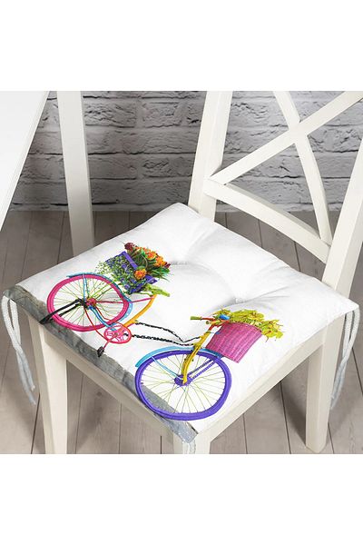 Realhomes Modern Bicycle Patterned Digital Printed Fluffy Chair Cushion