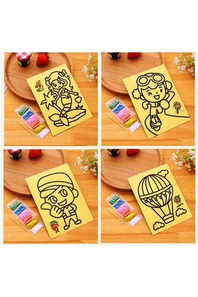 Dünya Magnet 10Pcs Large Size Sand Painting Set, A4 Size