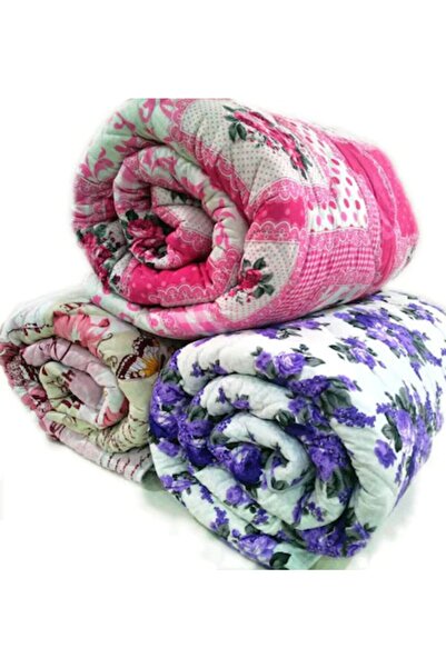 Genel Markalar Çift Kişilik Kalın Elyaf Yorgan Kaliteli Lüx Çiçekli Renkli