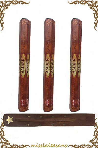 Hem 3'lü Set 60 Adet Amber Kokulu Çubuk Tütsü Amber Incense Stick Tütsü Kayığ...