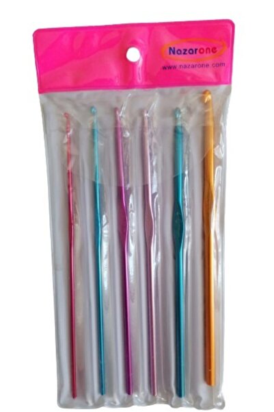 Nazarone Set de croșetat cu tricotat colorat, 6 bucăți în carcasă specială, numerele 2 -2,5- 3 -3,5-4 -5